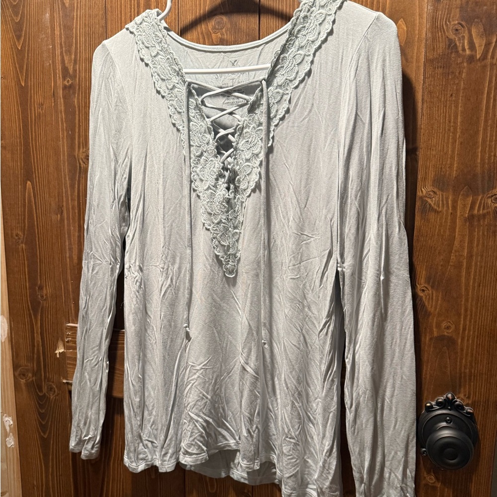 American Eagle Outfitters Soft & Sexy Sea Foam Green Long Sleeve